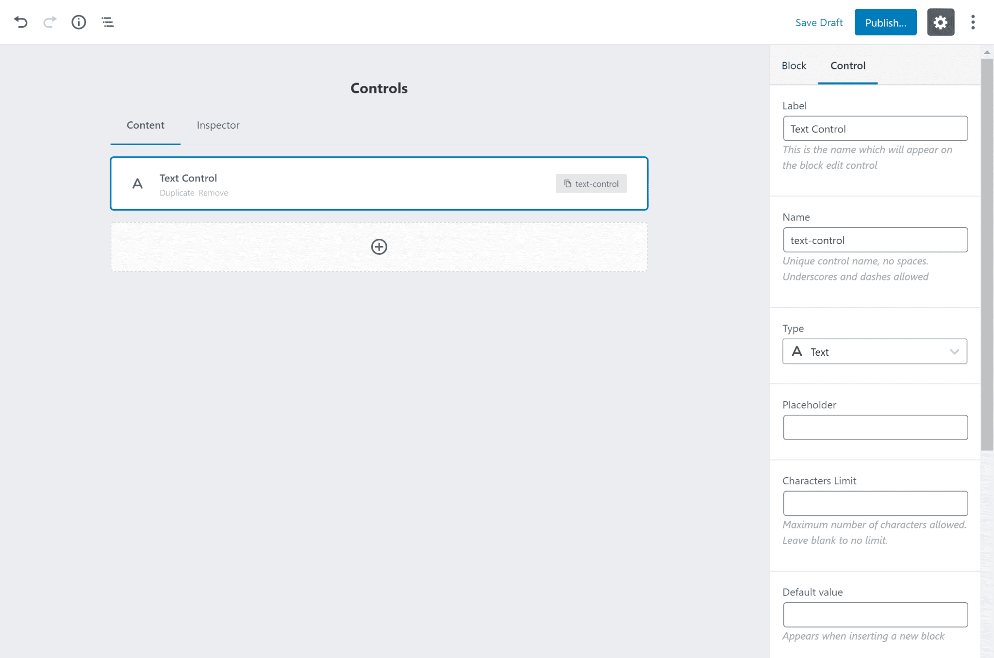 Block control settings