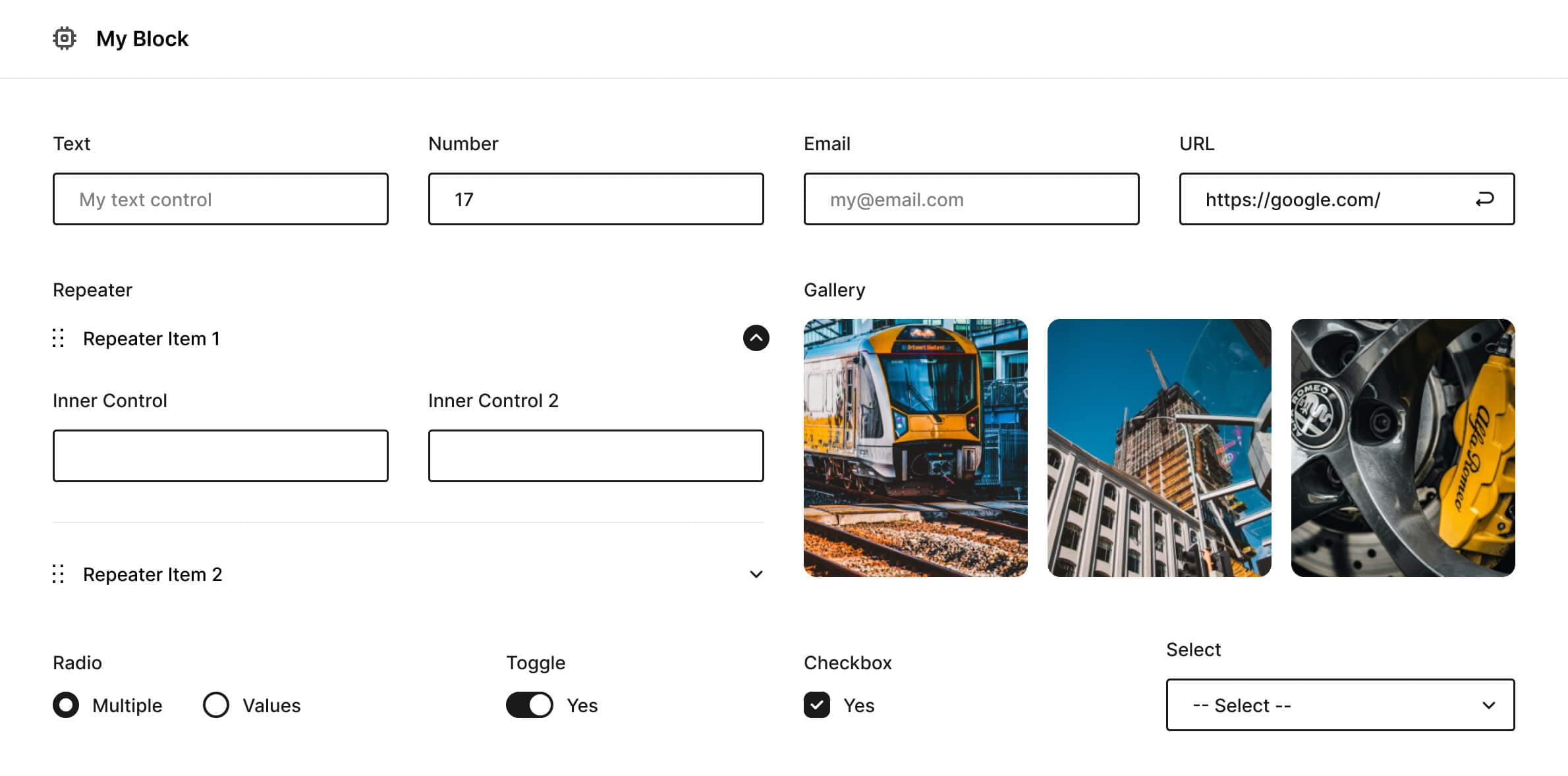 Available block controls