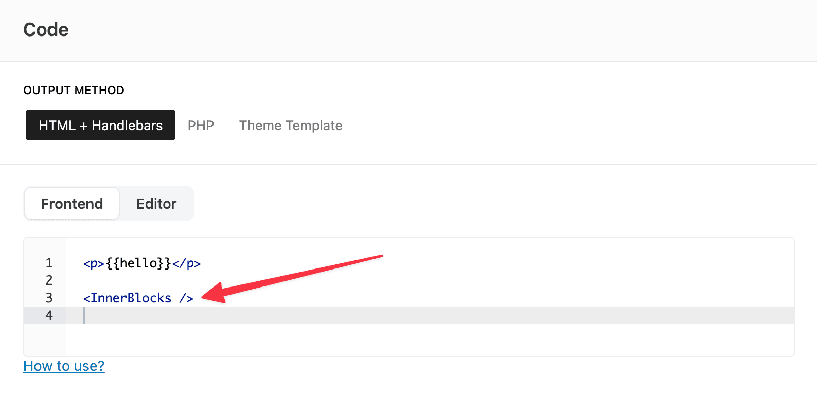 Adding InnerBlocks component to block output