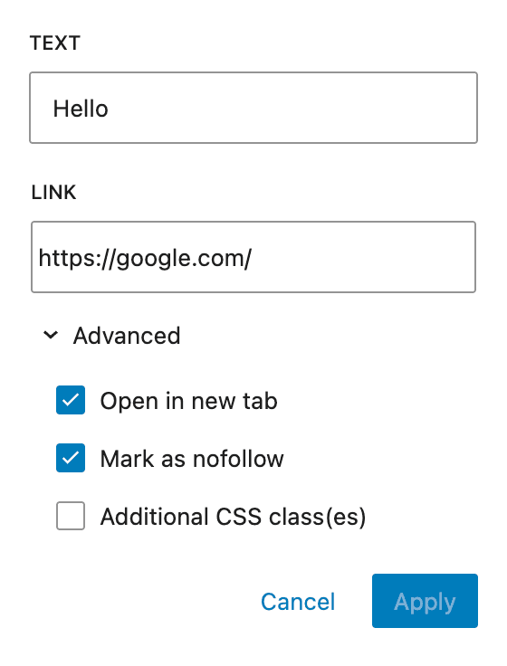 Link control with advanced options